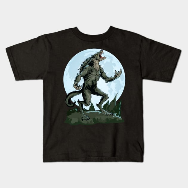 The Howling Werewolf Kids T-Shirt by GoshWow 